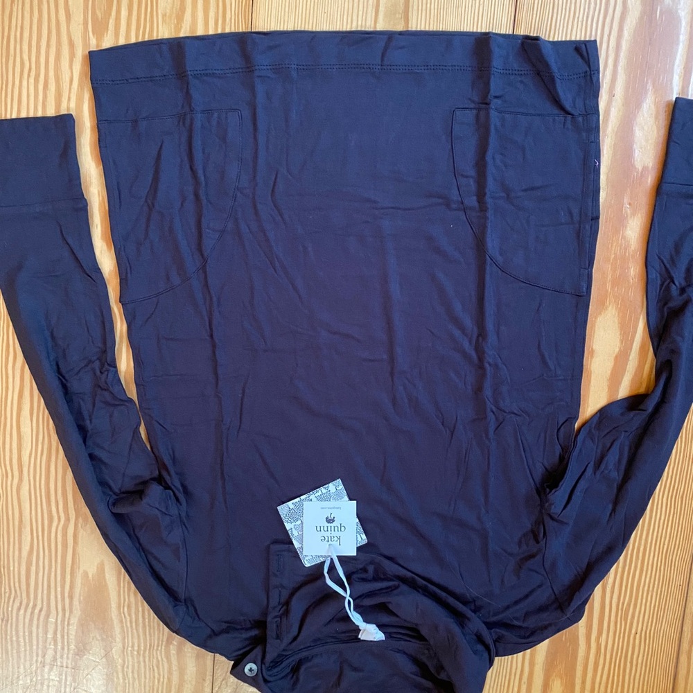 Quinn Black Long Sleeve Top with Cowlneck and pockets NWT